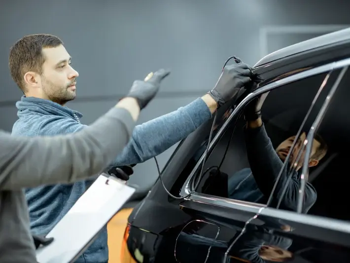 windshield crack repair on commuter car parked near Richmond Beach Saltwater Park